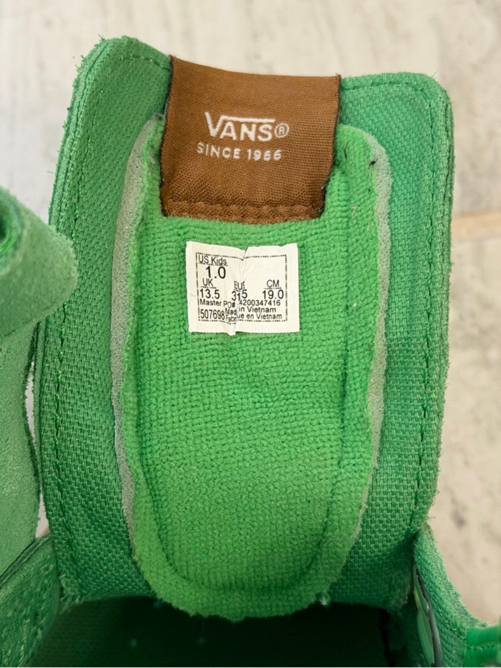 Vans SK8-Mid Reissue Velcro (kids) Size:1, Gum Green - Picture 5 of 7